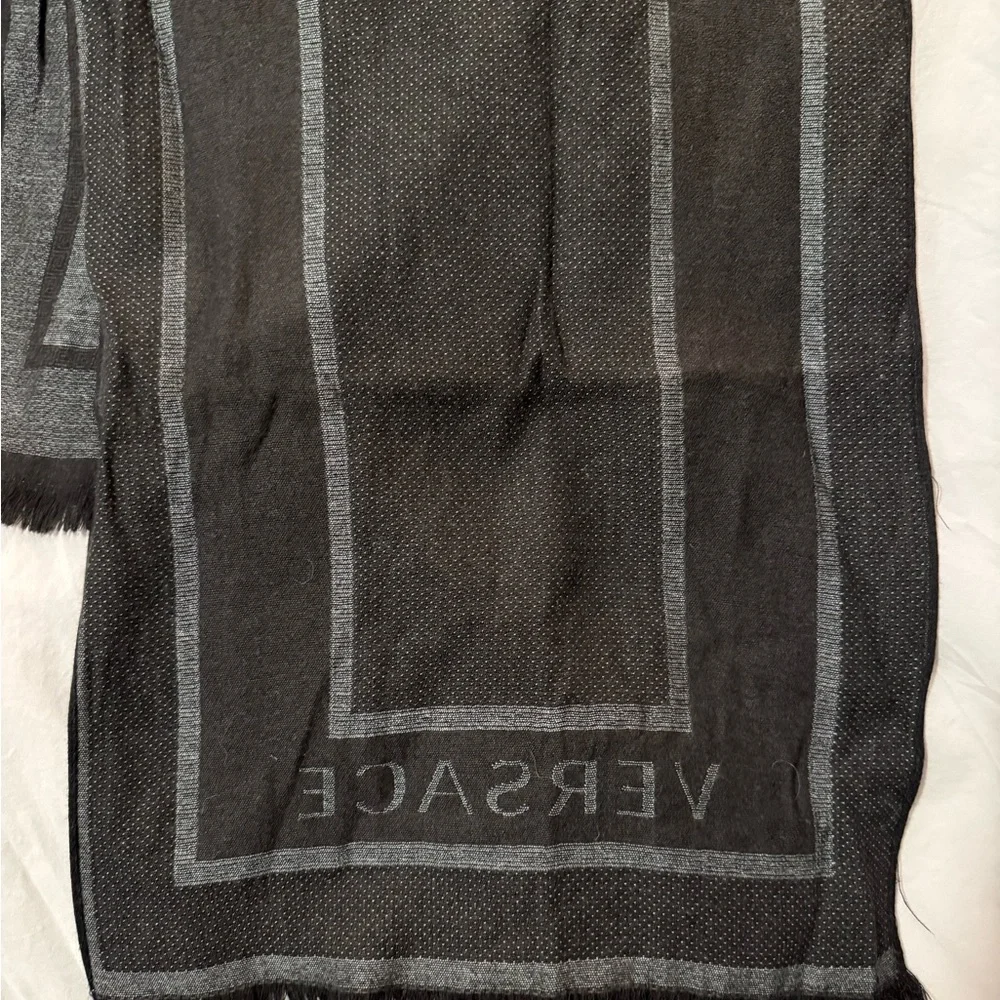 Versace Men's Scarf in Black and Gray - Picture 2 of 3